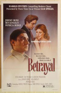 v152 BETRAYAL one-sheet movie poster '83 Jeremy Irons, Ben Kingsley