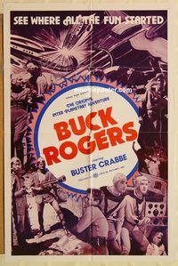 v259 BUCK ROGERS one-sheet movie poster R66 Buster Crabbe serial!