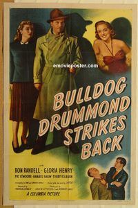 v263 BULLDOG DRUMMOND STRIKES BACK one-sheet movie poster '47 Randall