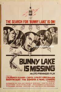 v265 BUNNY LAKE IS MISSING one-sheet movie poster '65 cool Saul Bass art!