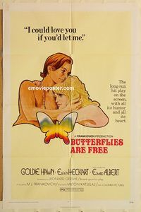 v274 BUTTERFLIES ARE FREE one-sheet movie poster '72 Goldie Hawn, Heckart