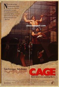 v281 CAGE one-sheet movie poster '89 Lou Ferrigno, martial arts!