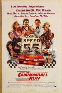 v287 CANNONBALL RUN one-sheet movie poster '81 Burt Reynolds, Roger Moore