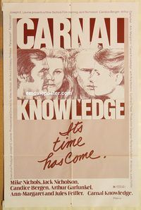 v301 CARNAL KNOWLEDGE one-sheet movie poster R78 Jack Nicholson, Bergen