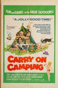 v304 CARRY ON CAMPING one-sheet movie poster '71 English nudist sex!