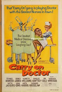 v305 CARRY ON DOCTOR one-sheet movie poster '72 English hospital sex!
