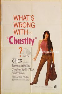 v323 CHASTITY one-sheet movie poster '69 AIP, Sonny & Cher!