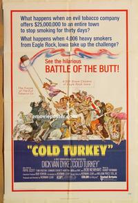 v335 COLD TURKEY one-sheet movie poster '71 town quits smoking!