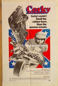 v340 CORKY one-sheet movie poster '72 Robert Blake, car racing!