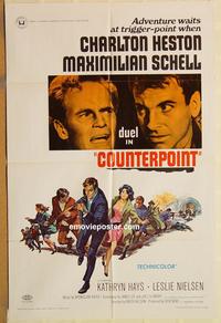 v343 COUNTERPOINT one-sheet movie poster '68 Charlton Heston, Schell