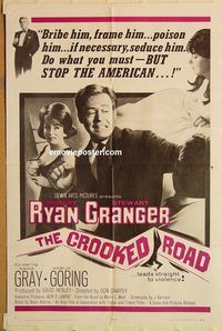 v346 CROOKED ROAD one-sheet movie poster '65 Robert Ryan, Stewart Granger