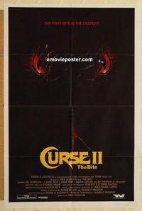 v353 CURSE 2 one-sheet movie poster '88 Jill Schoelen, radioactive snakes!