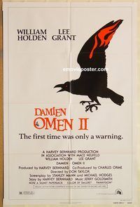 v355 DAMIEN OMEN 2 one-sheet movie poster '78 William Holden, Lee Grant