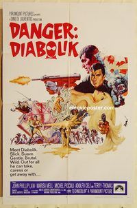 v357 DANGER DIABOLIK one-sheet movie poster '68 Mario Bava, John P. Law