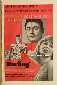 v359 DARLING one-sheet movie poster '64 Julie Christie, Dirk Bogarde