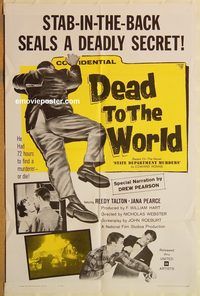 v363 DEAD TO THE WORLD one-sheet movie poster '61 crime thriller!