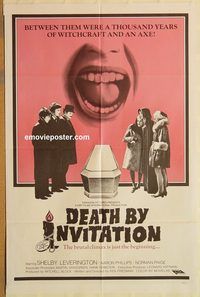 v367 DEATH BY INVITATION one-sheet movie poster '71 horror, witchcraft!