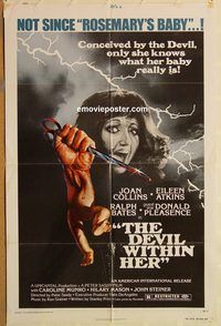 v377 DEVIL WITHIN HER one-sheet movie poster '76 Joan Collins, Pleasance