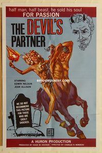 v378 DEVIL'S PARTNER one-sheet movie poster '61 great image, black magic!