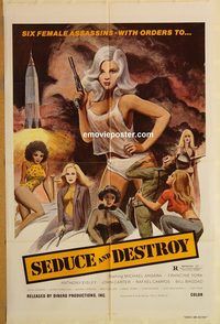 v387 DOLL SQUAD one-sheet movie poster '73 sexy assassins, Seduce & Destroy!