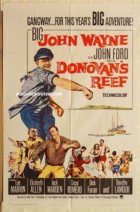 v388 DONOVAN'S REEF one-sheet movie poster '63 John Wayne, Lee Marvin