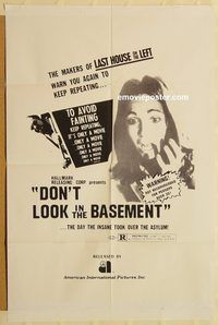 v389 DON'T LOOK IN THE BASEMENT one-sheet movie poster '73 psycho slasher!