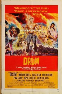 v394 DRUM one-sheet movie poster '76 Ken Norton, blaxploitation!
