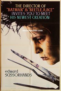 v402 EDWARD SCISSORHANDS one-sheet movie poster '90 Tim Burton, Johnny Depp