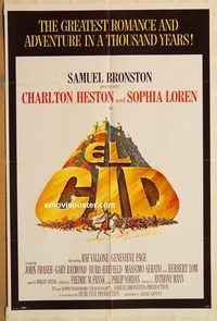 v403 EL CID one-sheet movie poster '61 Charlton Heston, Sophia Loren