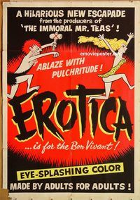 v413 EROTICA one-sheet movie poster '61 sexploitation, early Russ Meyer!