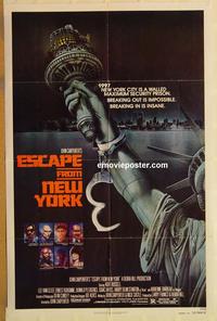 v415 ESCAPE FROM NEW YORK advance one-sheet movie poster '81 Kurt Russell