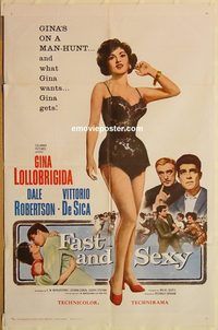 v434 FAST & SEXY one-sheet movie poster '60 Gina Lollobrigida, Robertson