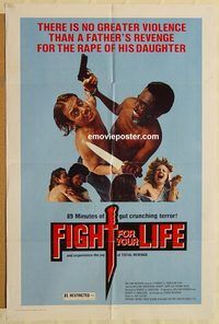 v443 FIGHT FOR YOUR LIFE one-sheet movie poster '77 no greater violence!