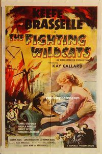 v445 FIGHTING WILDCATS one-sheet movie poster '57 Keefe Brasselle