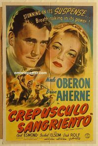 v450 FIRST COMES COURAGE Spanish/US one-sheet movie poster '43 Merle Oberon