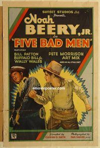 v455 FIVE BAD MEN one-sheet movie poster '35 Noah Beery Jr, Buffalo Bill Jr