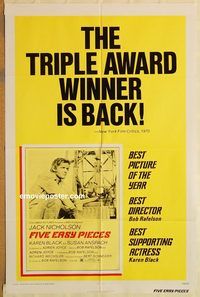 v457 FIVE EASY PIECES one-sheet movie poster R73 Jack Nicholson, Anspach