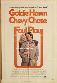 v476 FOUL PLAY one-sheet movie poster '78 Goldie Hawn, Chevy Chase