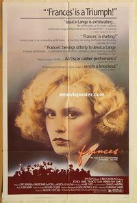 v484 FRANCES one-sheet movie poster '82 Jessica Lange as Frances Farmer