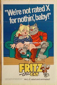 v492 FRITZ THE CAT one-sheet movie poster '72 Ralph Bakshi, x-rated cat!
