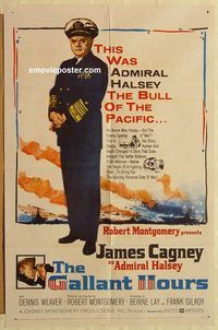 v505 GALLANT HOURS one-sheet movie poster '60 Admiral James Cagney!