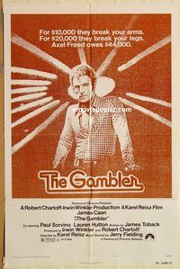 v506 GAMBLER style B one-sheet movie poster '74 James Caan, classic tagline!