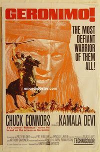 v515 GERONIMO one-sheet movie poster '62 Native American Indians!