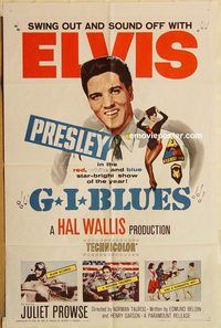v523 GI BLUES one-sheet movie poster '60 Elvis Presley, Juliet Prowse