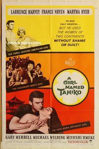 v531 GIRL NAMED TAMIKO one-sheet movie poster '62 Laurence Harvey, Nuyen