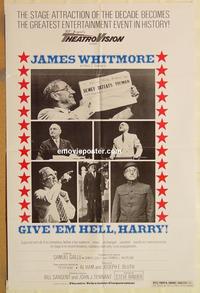 v534 GIVE 'EM HELL HARRY one-sheet movie poster '75 James Whitmore