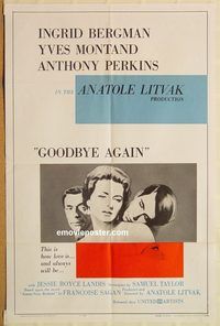 v550 GOODBYE AGAIN one-sheet movie poster '61 Bergman, Montand, Perkins