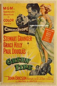 v563 GREEN FIRE one-sheet movie poster '54 Grace Kelly, Stewart Granger
