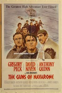 v569 GUNS OF NAVARONE one-sheet movie poster '61 Greg Peck, Niven, Quinn