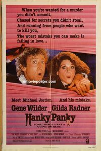 v579 HANKY PANKY one-sheet movie poster '82 Gene Wilder, Gilda Radner
